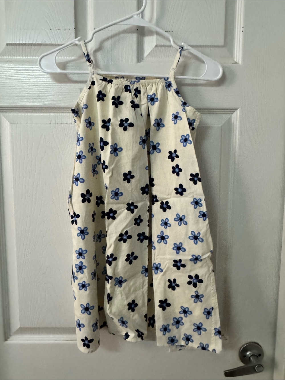 Marimekko Cream Sundress with Navy and Light Blue Flowers - Picture 3 of 4